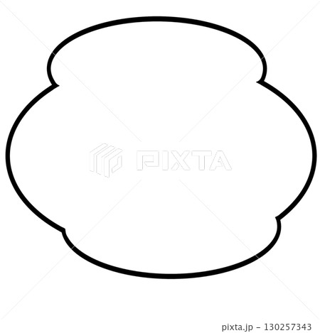 白塗りの雲型吹き出しイラスト思考や独り言に使える素材 130257343
