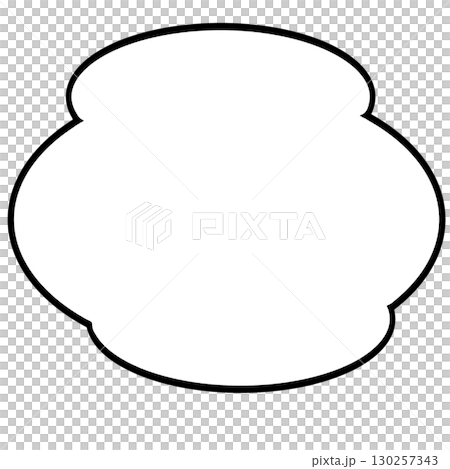 白塗りの雲型吹き出しイラスト思考や独り言に使える素材 130257343