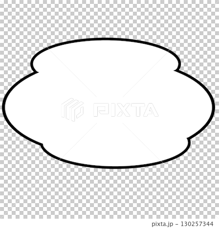 白塗りの雲型吹き出しイラスト思考や独り言に使える素材 130257344