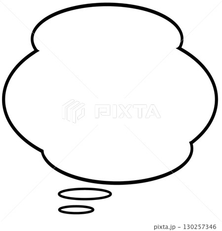 白塗りの雲型吹き出しイラスト思考や独り言に使える素材 130257346