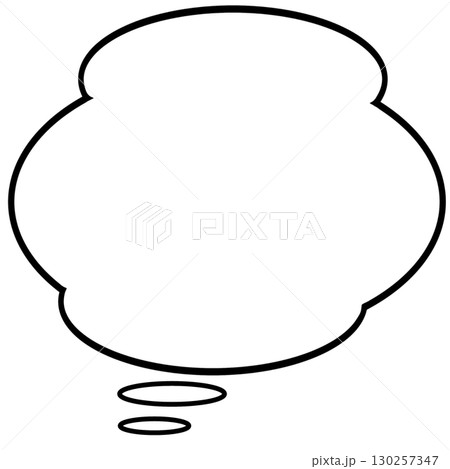 白塗りの雲型吹き出しイラスト思考や独り言に使える素材 130257347