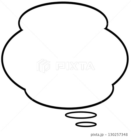 白塗りの雲型吹き出しイラスト思考や独り言に使える素材 130257348