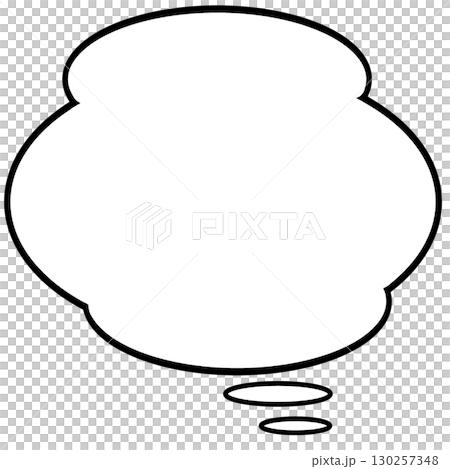 白塗りの雲型吹き出しイラスト思考や独り言に使える素材 130257348