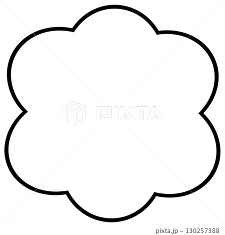 白塗りの雲型吹き出しイラスト思考や独り言に使える素材 130257388