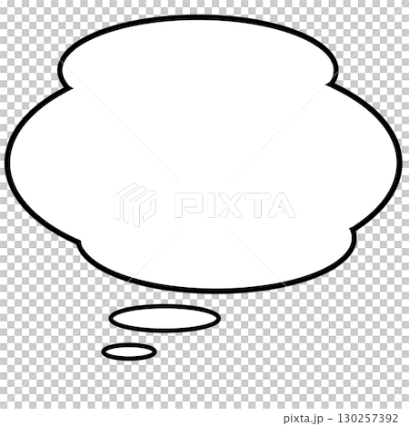 White-painted cloud-shaped speech bubble illustration material that can be used for thinking and talking to yourself 130257392