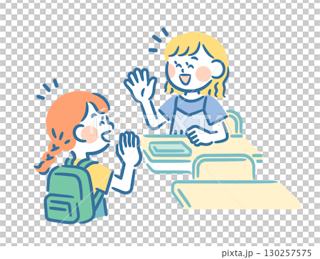 Children greeting in the classroom Children greeting in English 130257575