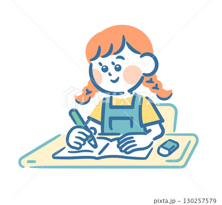 ノートに書き写す女の子 130257579