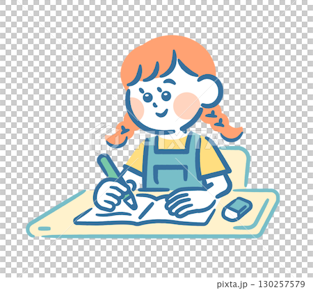 ノートに書き写す女の子 130257579