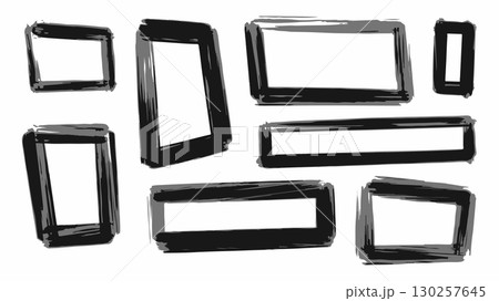 Set of hand-drawn black rectangular frames. vector. 130257645
