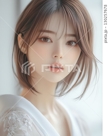 ショートヘアが可愛い日本人の若い女性 130257678