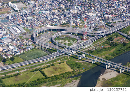 海老名南ジャンクション付近を空撮 130257722