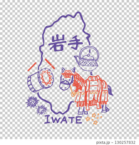 A cute and relaxed illustration of Einkorn in Iwate Prefecture (line drawing) 130257832