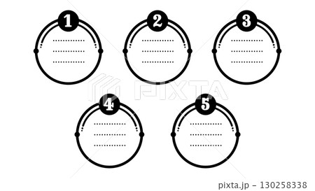 ナンバリングフレームセット(1〜5の丸型罫線フレーム) ナンバリングフレームセット(1〜5の丸型罫線フレーム) 130258338