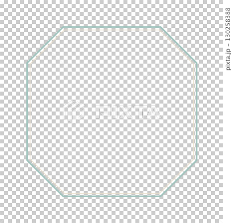 ナチュラルで可愛いスモーキーグリーンとベージュの正方形のシンプルなデザインフレームイラスト素材 130258388