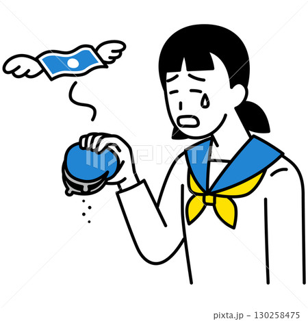 金欠で嘆く女子学生 130258475