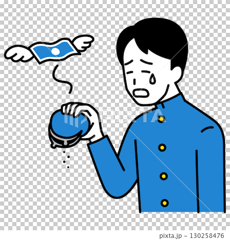 Male student lamenting lack of money 130258476