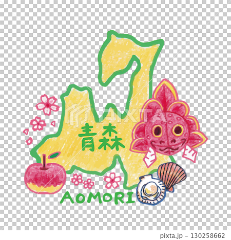 A cute and relaxed icon illustration of Aomori prefecture 130258662
