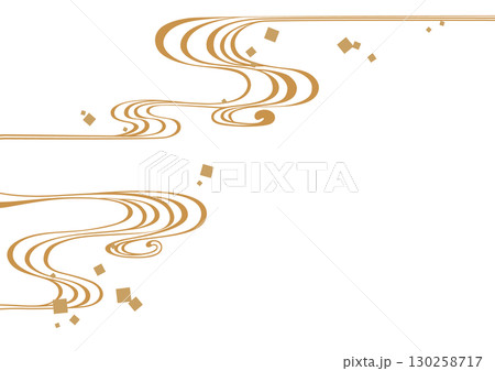 伝統的な和柄の背景素材。日本の紋様素材。流水紋、流水、水。 伝統的な和柄の背景素材。日本の紋様素材。流水紋、流水、水。 130258717