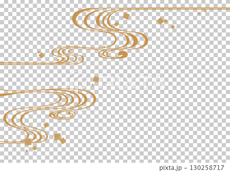 Traditional Japanese pattern background material. Japanese pattern material. Flowing water pattern, flowing water, water. 130258717