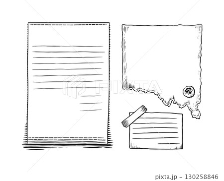 Paper notes for daily planner. Hand drawn bullet journal elements. Notebook sheets doodles. To do 130258846