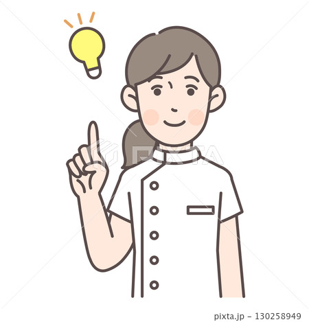 指差しながらアイディアを思いつく女性看護師 130258949