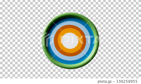 Colorful ceramic plate with concentric circle pattern isolated on transparent background 130258955