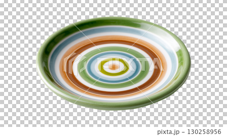 Earth tone ceramic plate tableware with circular pattern for kitchen and festive decor 130258956