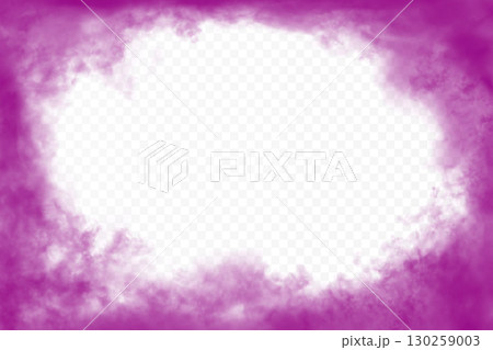 Deep pink realistic clouds around the horizontal ractangular frame with empty oval space in the 130259003
