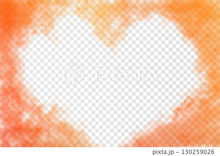 Beautiful vector orange and red gradient colors cloud. Realistic heart shape cloudiness isolated on 130259026