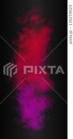 Vertical gradient violet, magenta and red colors smoke. Vector realistic cloud isolated on the semi Vertical gradient violet, magenta and red colors smoke. Vector realistic cloud isolated on the semi 130259029