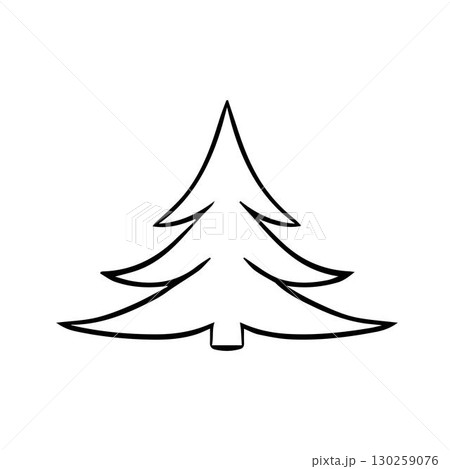 silhouette of a pine tree. Graphic line vector illustration 130259076