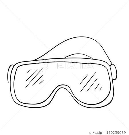 Winter ski sunglasses in graphic line style. vector Protective goggles for winter sports. Skiing. Snowboarding. Protecting gear. Winter ski sunglasses in graphic line style. vector Protective goggles for winter sports. Skiing. Snowboarding. Protecting gear. 130259089