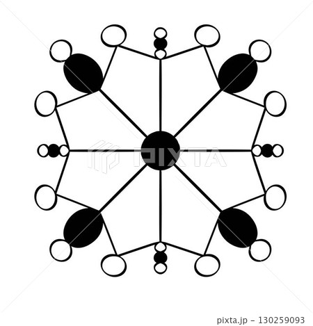 Christmas winter snowflake - graphic line illustration. Vector stock hand drawing illustration isolated on white background for design template winter decoration greeting card. Editable stroke. EPS10 Christmas winter snowflake - graphic line illustration. Vector stock hand drawing illustration isolated on white background for design template winter decoration greeting card. Editable stroke. EPS10 130259093
