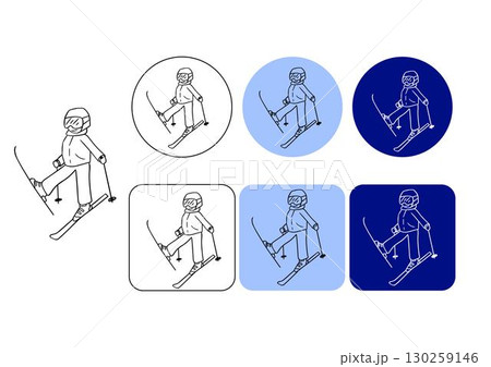 Illustration vector graphic line of Skier logo icon. Perfect for sign, symbols, profiles, skier logo, etc. Unique and simple vector design. 130259146