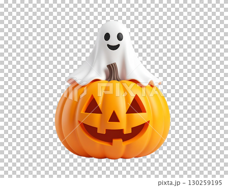 鬼魂與南瓜燈 3D 插圖 130259195