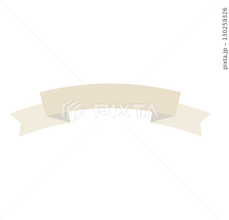 ナチュラルで綺麗なベージュのアーチ型のリボンイラスト 130259326