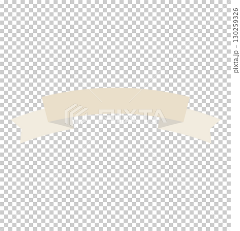 ナチュラルで綺麗なベージュのアーチ型のリボンイラスト 130259326