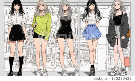 決めポーズをしている若い女性たち
