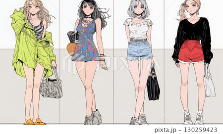 決めポーズをしている若い女性たち