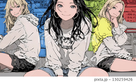 決めポーズをしている若い女性たち