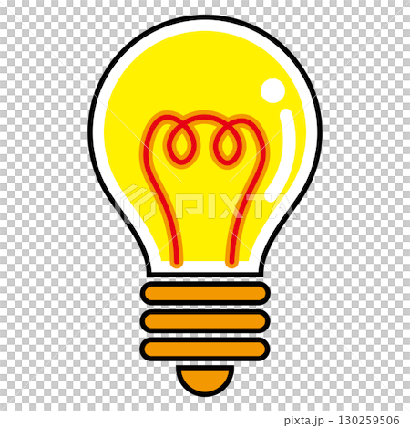 Simple and flat light bulb illustration on white background 130259506