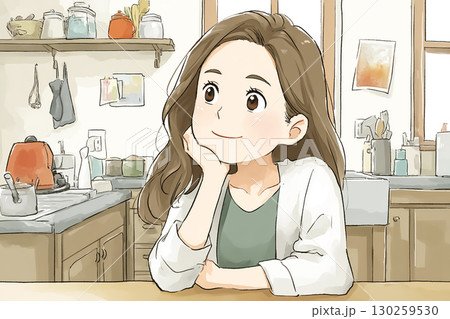 美優シリーズ：痩せたら何をしようか妄想する少し太った女性 130259530