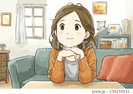 美優シリーズ：痩せたら何をしようか妄想する少し太った女性 130259531