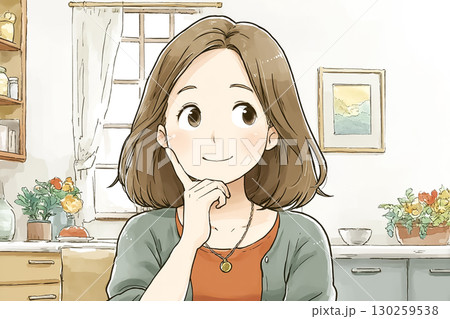 美優シリーズ：痩せたら何をしようか妄想する少し太った女性 130259538