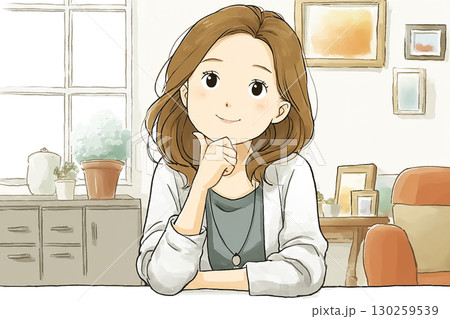痩せたら何をしようか妄想する少し太った女性 130259539