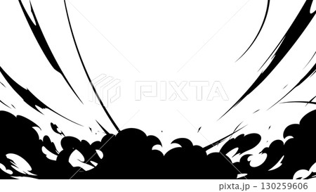衝撃の煙のエフェクトのシルエットの背景イラスト_16:9 衝撃の煙のエフェクトのシルエットの背景イラスト_16:9 130259606