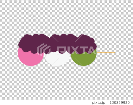 横から見たあんこが乗った三色団子のアイコンのイラスト 130259920