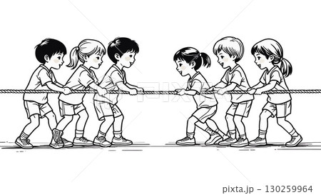 綱引きをする子供 130259964