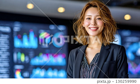 オフィスでのプレゼンをイメージした女性モデル 130259990