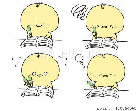 勉強するひよこの表情セット 130260069
